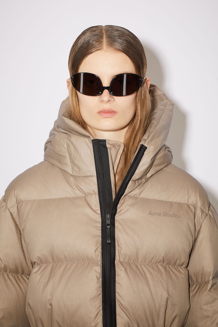 Light Brown / Beige Acne Studios Hooded Puffer Women's Jackets | JAWN-85429