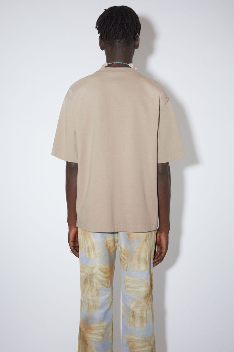 Light Brown / Beige Acne Studios Logo Men's T Shirts | EMTV-07842