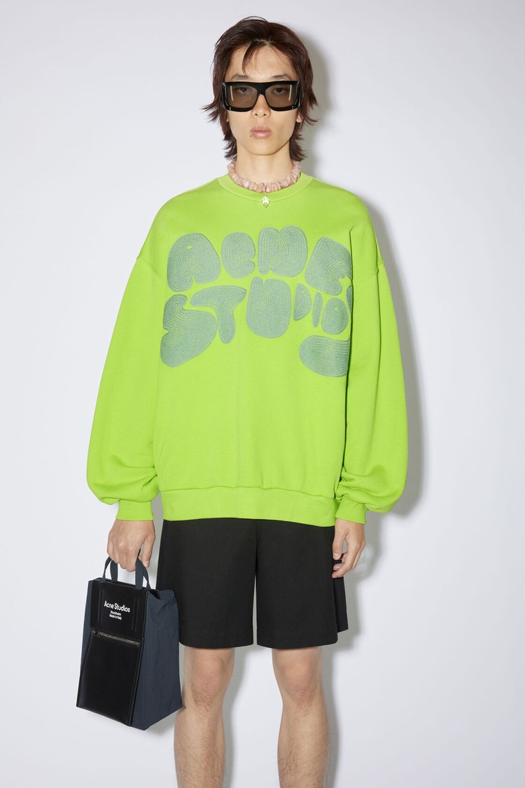 Light Green Acne Studios Crew Neck Bubble Logo Men\'s Sweatshirts | DUHM-76183