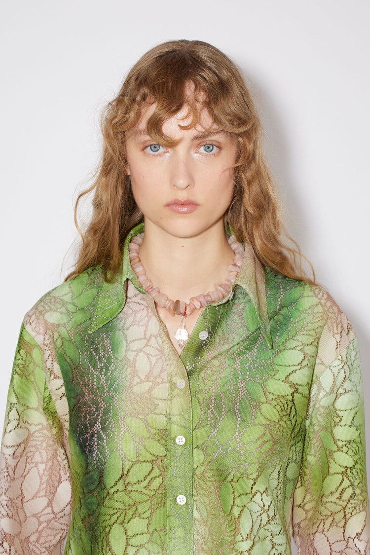 Light Green Acne Studios Lace Button-up Women's Shirts | UXHL-03645