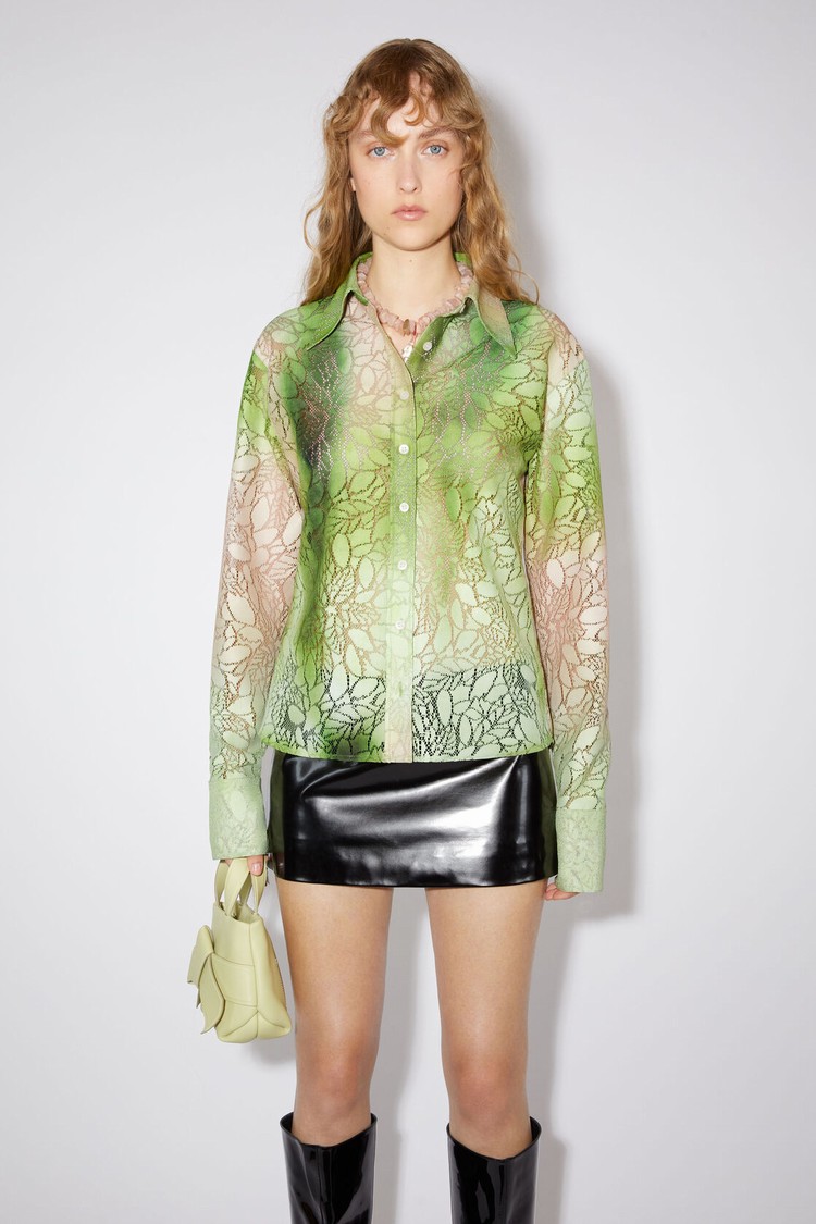 Light Green Acne Studios Lace Button-up Women\'s Shirts | UXHL-03645