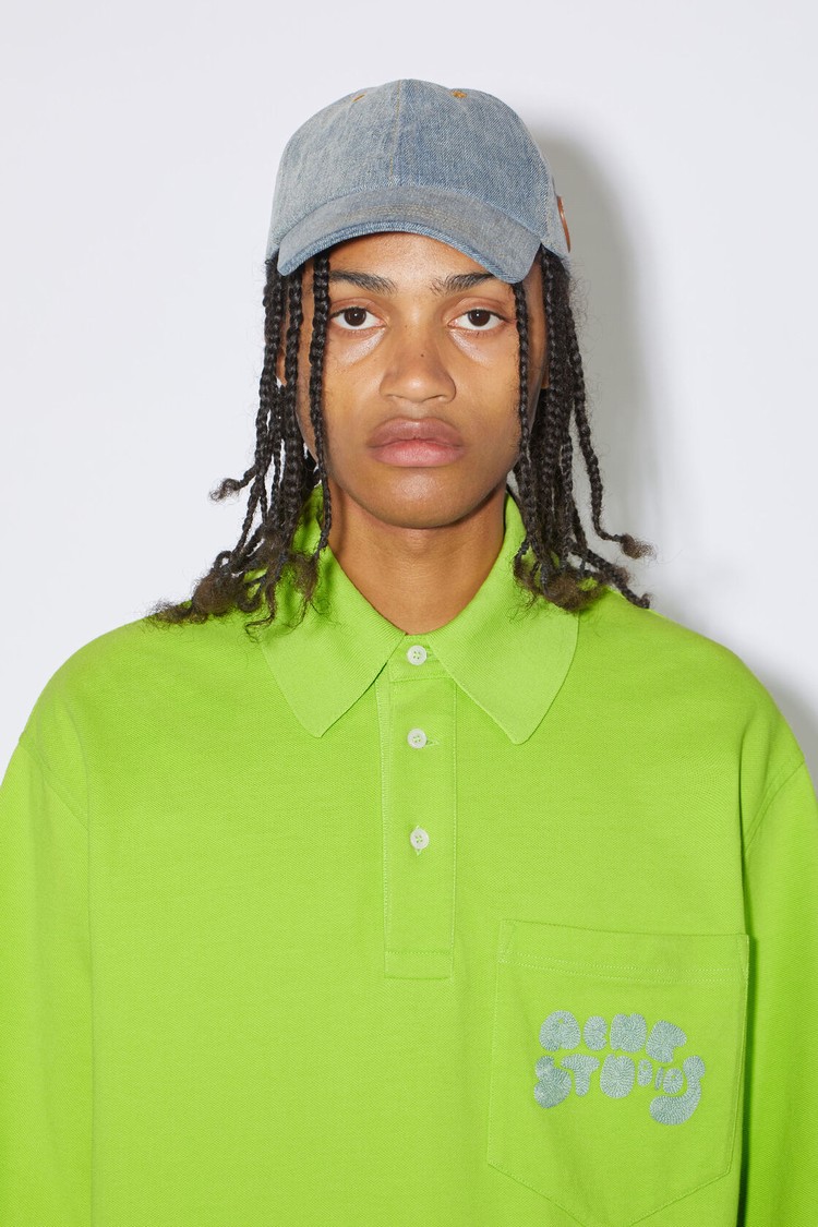 Light Green Acne Studios Logo Polo Men's T Shirts | QZCV-18367