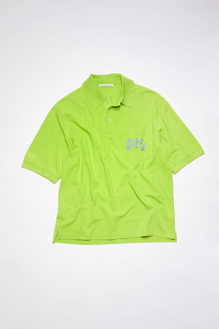 Light Green Acne Studios Logo Polo Men's T Shirts | QZCV-18367