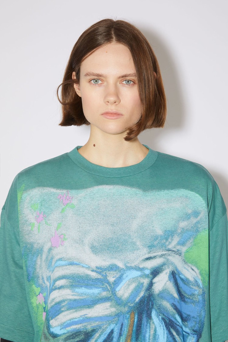 Light Green Acne Studios Printed Women's T Shirts | KHOW-57294