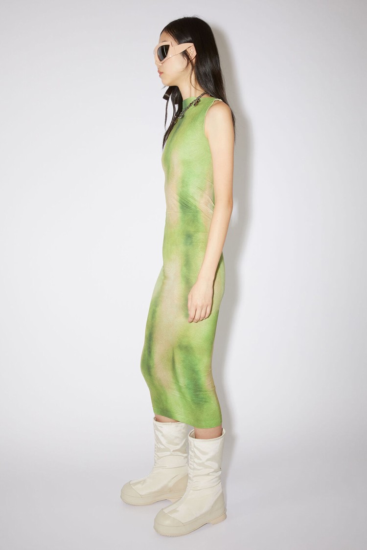 Light Green Acne Studios Printed Women's Dress | SVWU-89745