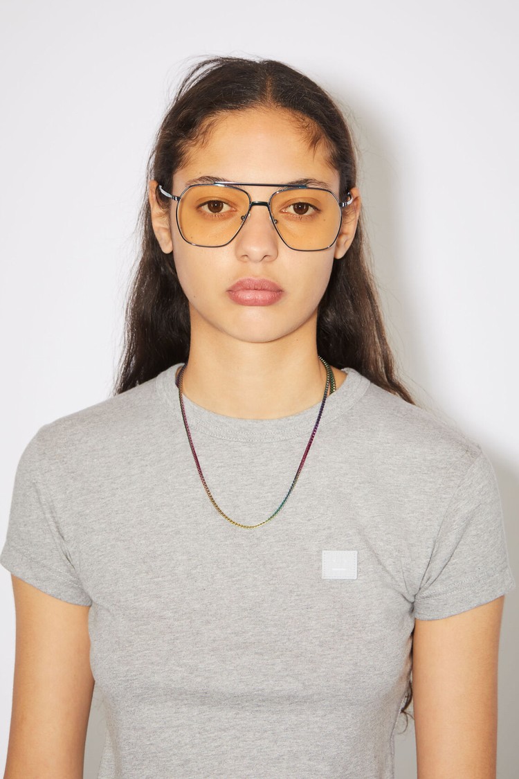 Light Grey Acne Studios Crew Neck Women's T Shirts | QCNH-89034