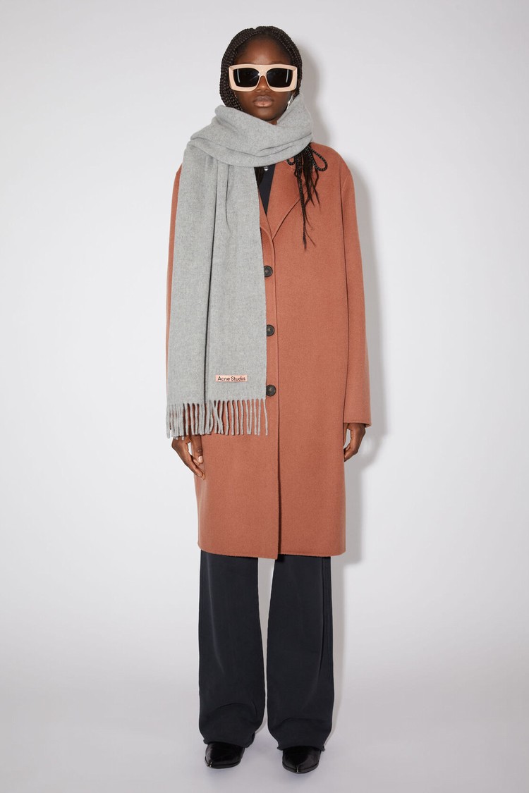 Light Grey Acne Studios Fringe Wool - Narrow Scarf | PIJX-10759