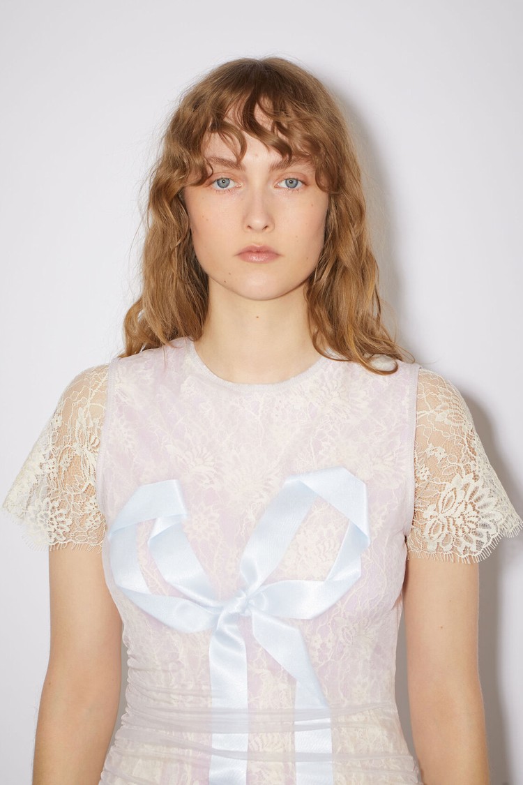 Light Grey Acne Studios Lace Bow Women's Dress | UXBF-30985