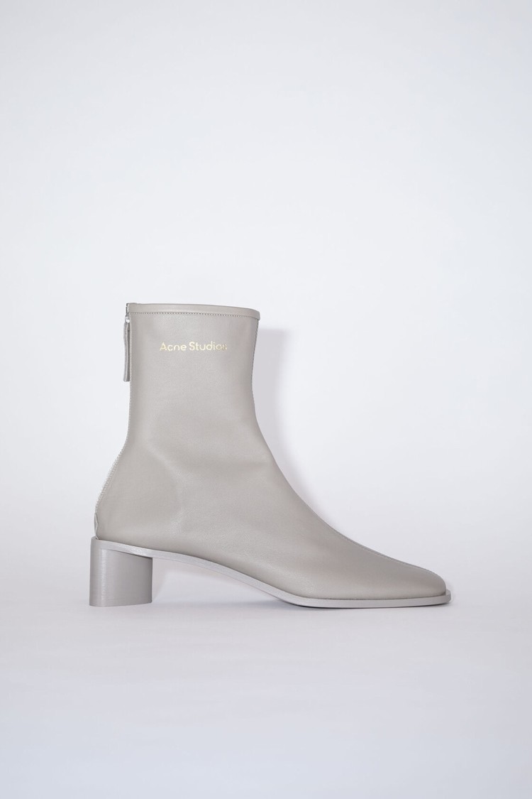 Light Grey / Brown Acne Studios Branded Leather Women\'s Boots | SKNO-84903