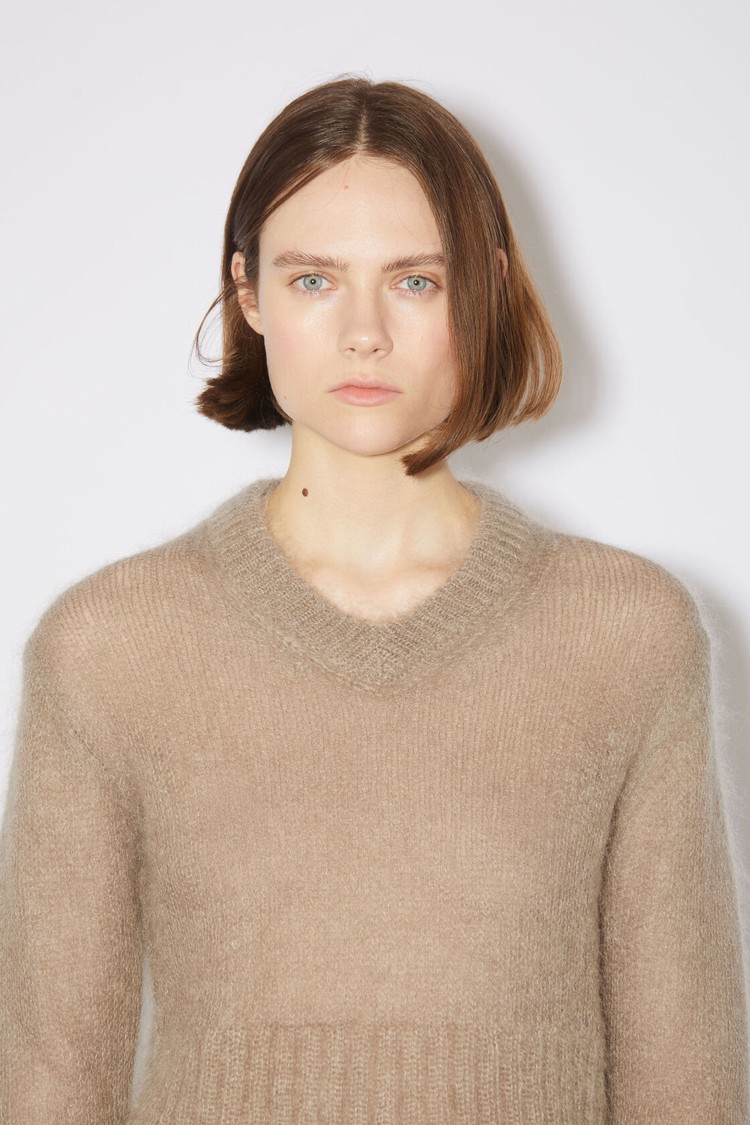 Light Grey / Brown Acne Studios Mohair Jumper Women's Knitwear | ITYD-10453