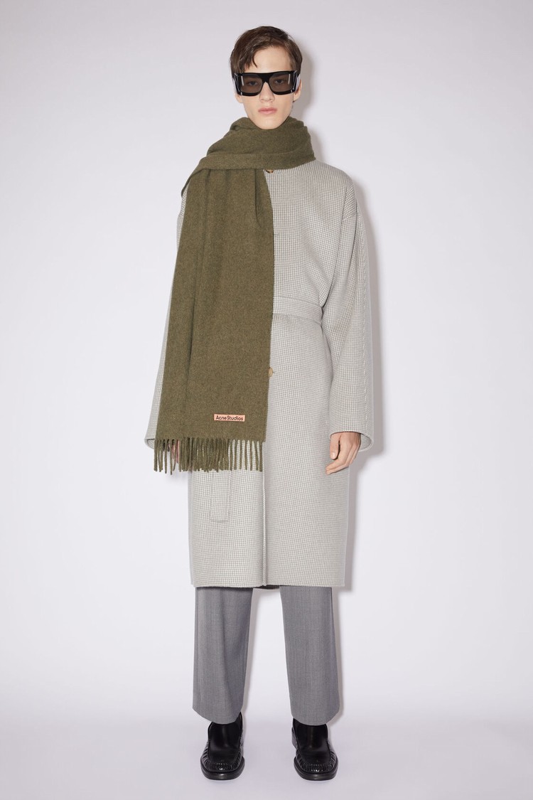 Light Olive Acne Studios Fringe Wool - Oversized Scarf | URKJ-10362