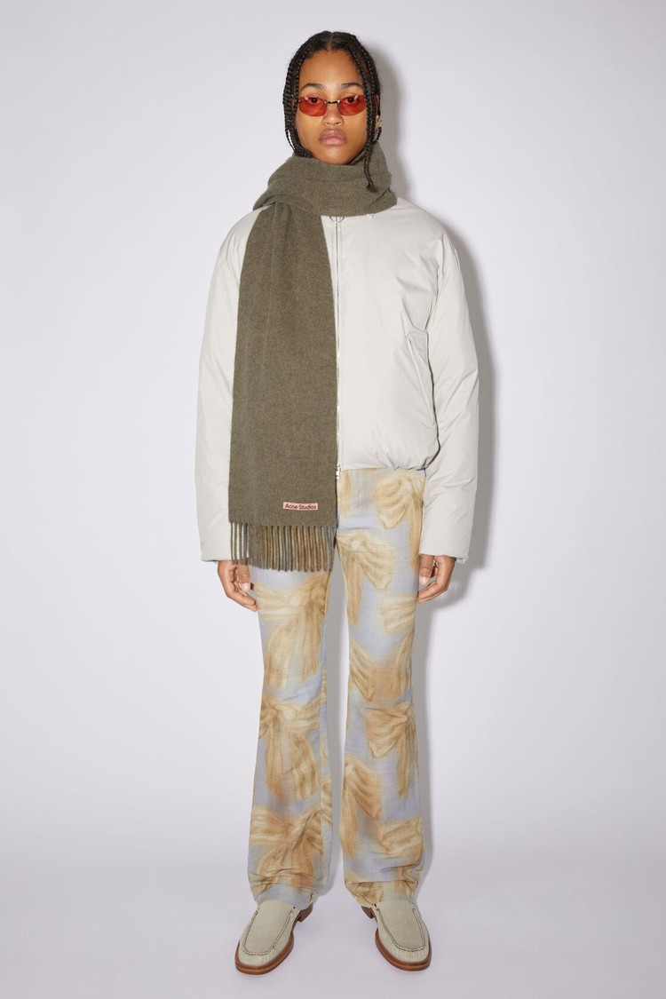 Light Olive Acne Studios Fringe Wool - Skinny Scarf | LERU-35401