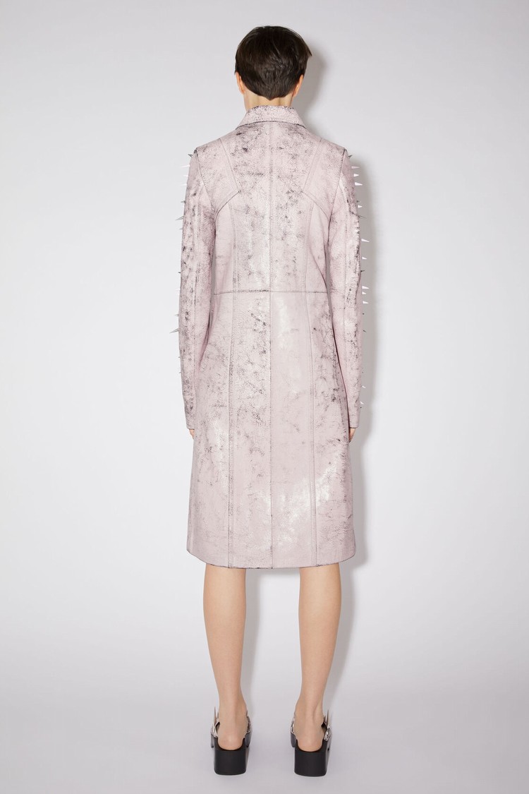 Light Pink Acne Studios Leather Single-breasted Spike Women's Coats | BTSY-73912