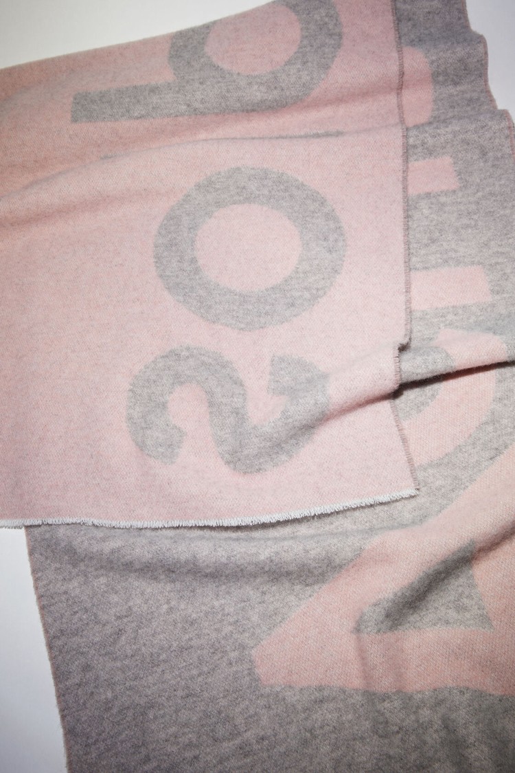 Light Pink / Grey Acne Studios Logo Jacquard Scarf | YEMA-19602