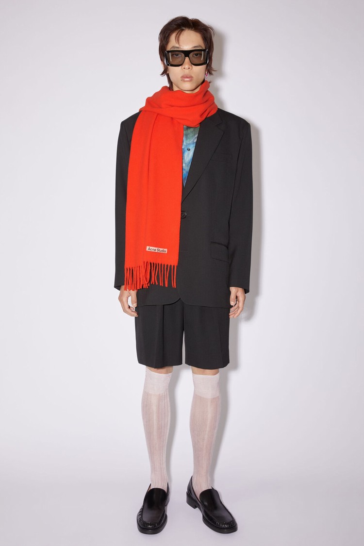 Light Red Acne Studios Fringe Wool - Narrow Scarf | QJUT-43861