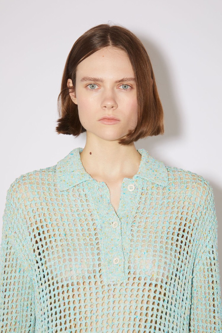 Light Turquoise / Blue Acne Studios Knitted Polo Women's Knitwear | BGQD-02981