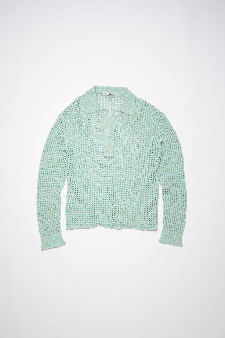 Light Turquoise / Blue Acne Studios Knitted Polo Women's Knitwear | BGQD-02981