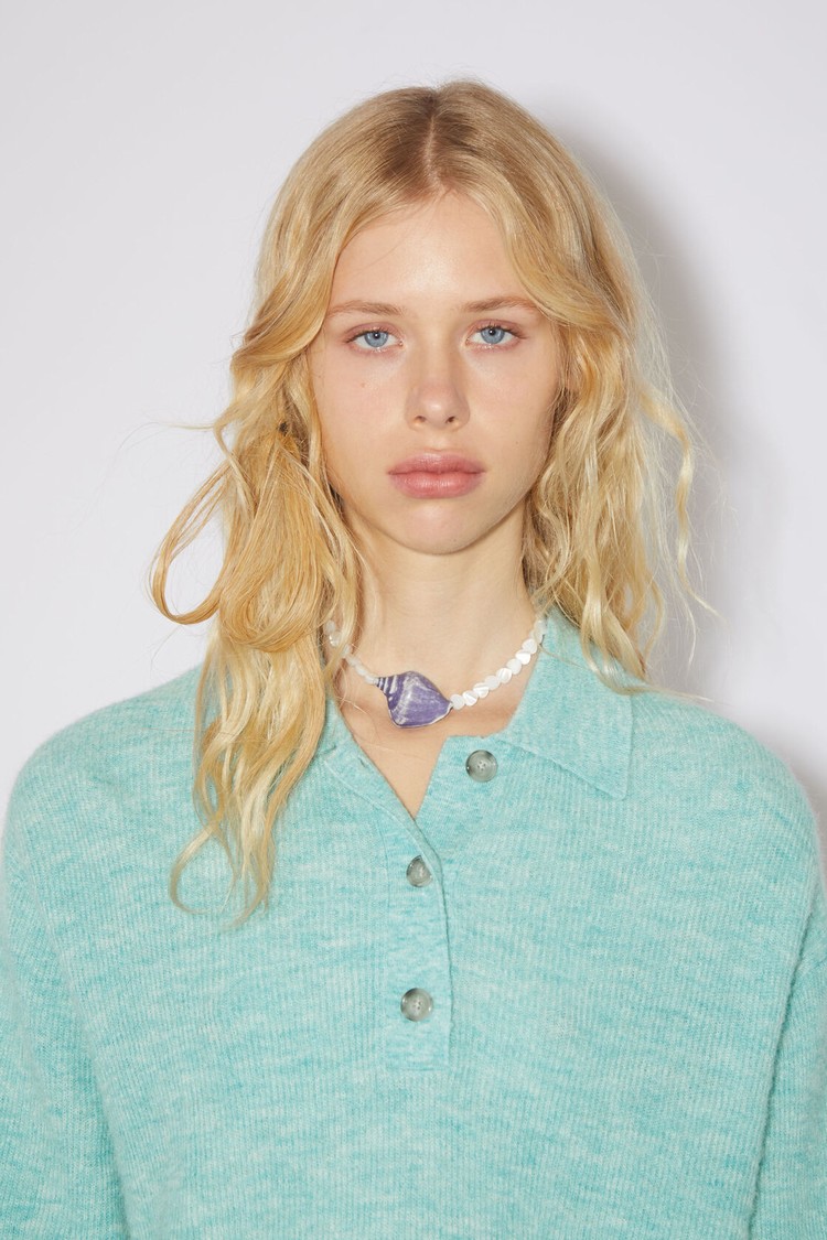 Light Turquoise / Blue Acne Studios Polo Knit Women's Knitwear | PSDN-54396