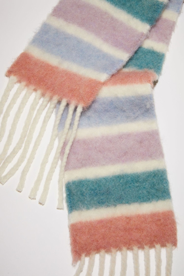 Light Turquoise / Blue / Pink Acne Studios Wool-alpaca Fringe - Skinny Scarf | RGXP-25746