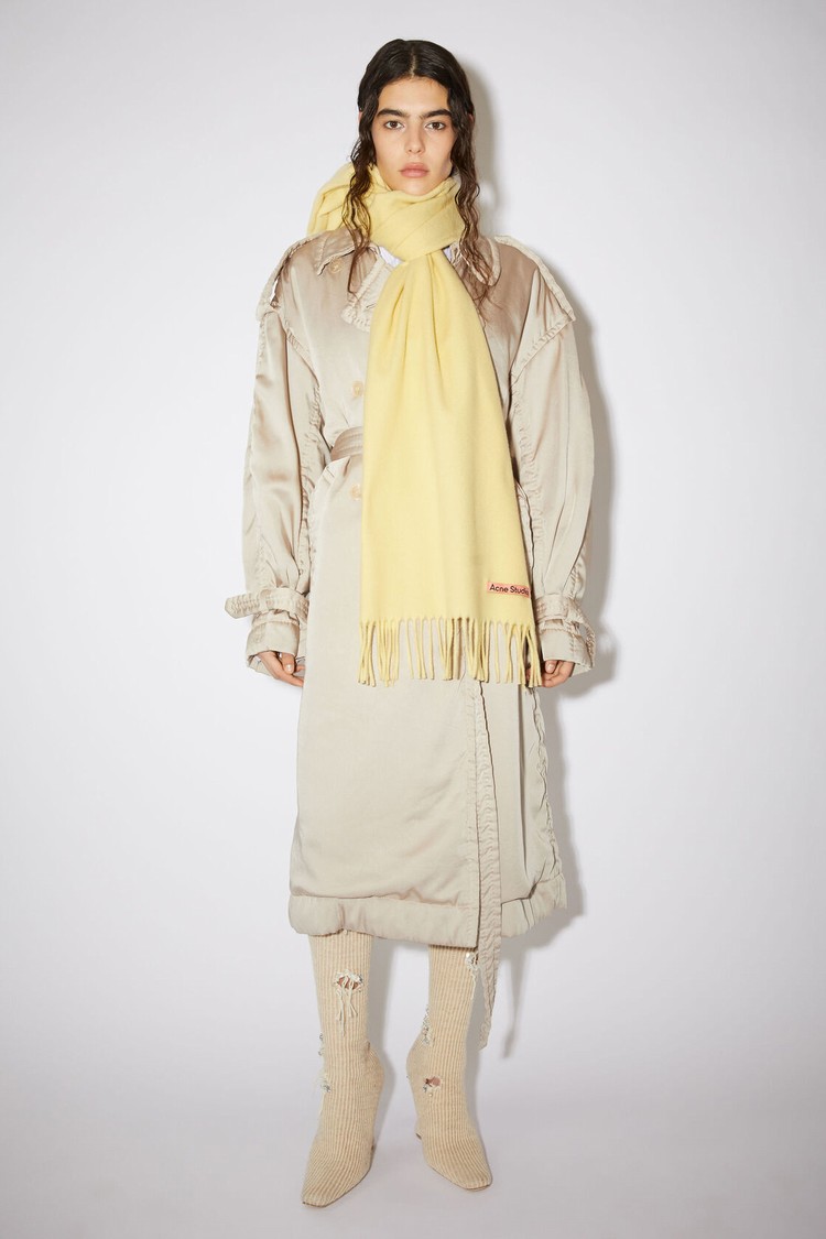 Light Yellow Acne Studios Fringe Wool - Narrow Scarf | LSXC-46197