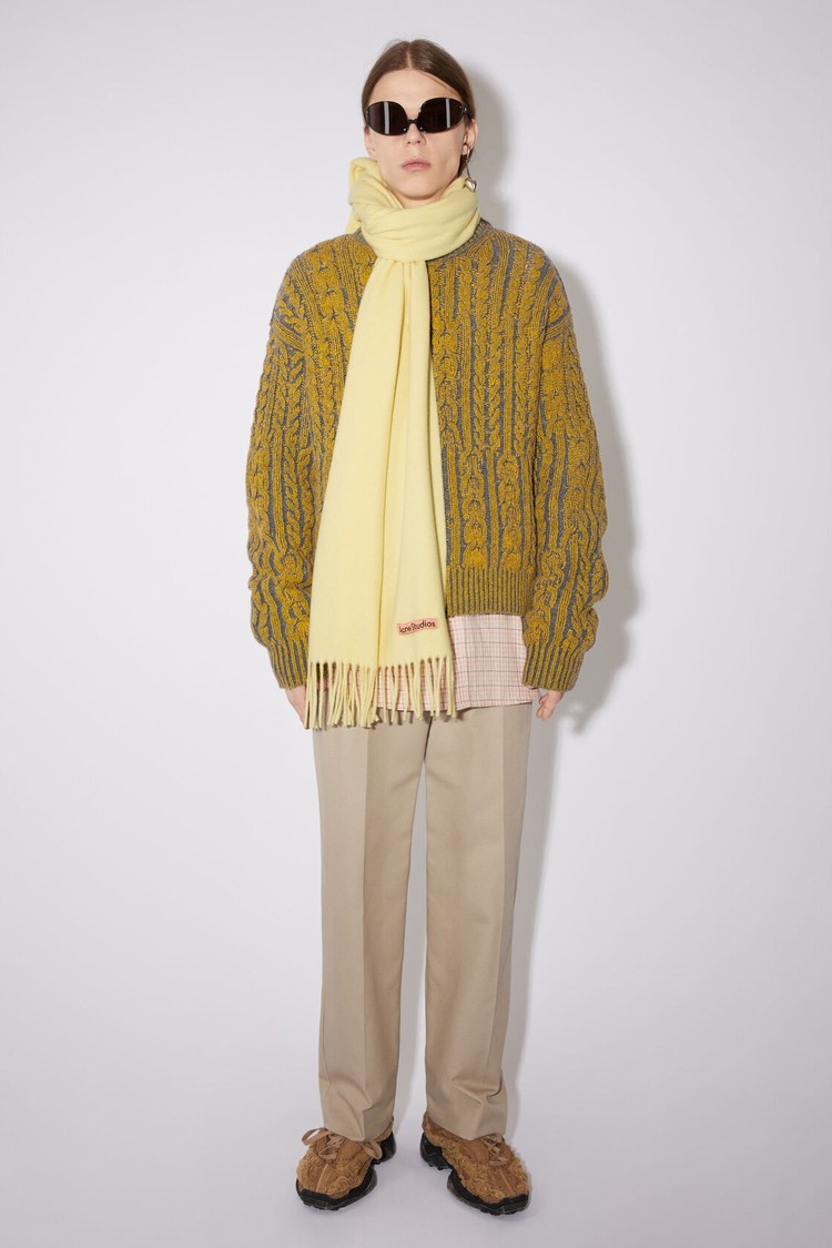 Light Yellow Acne Studios Fringe Wool - Narrow Scarf | LSXC-46197