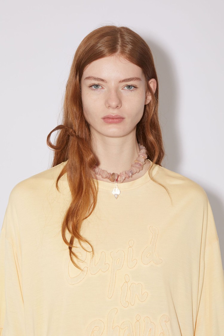 Light Yellow Acne Studios Light Jersey Women's T Shirts | OFYR-13720