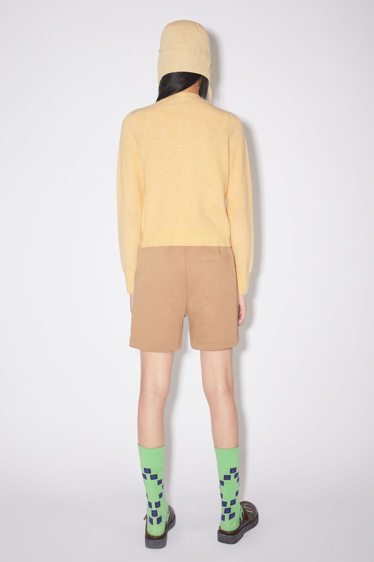 Light Yellow Acne Studios Wool Crew Neck Women's Cardigan | QBNV-64157