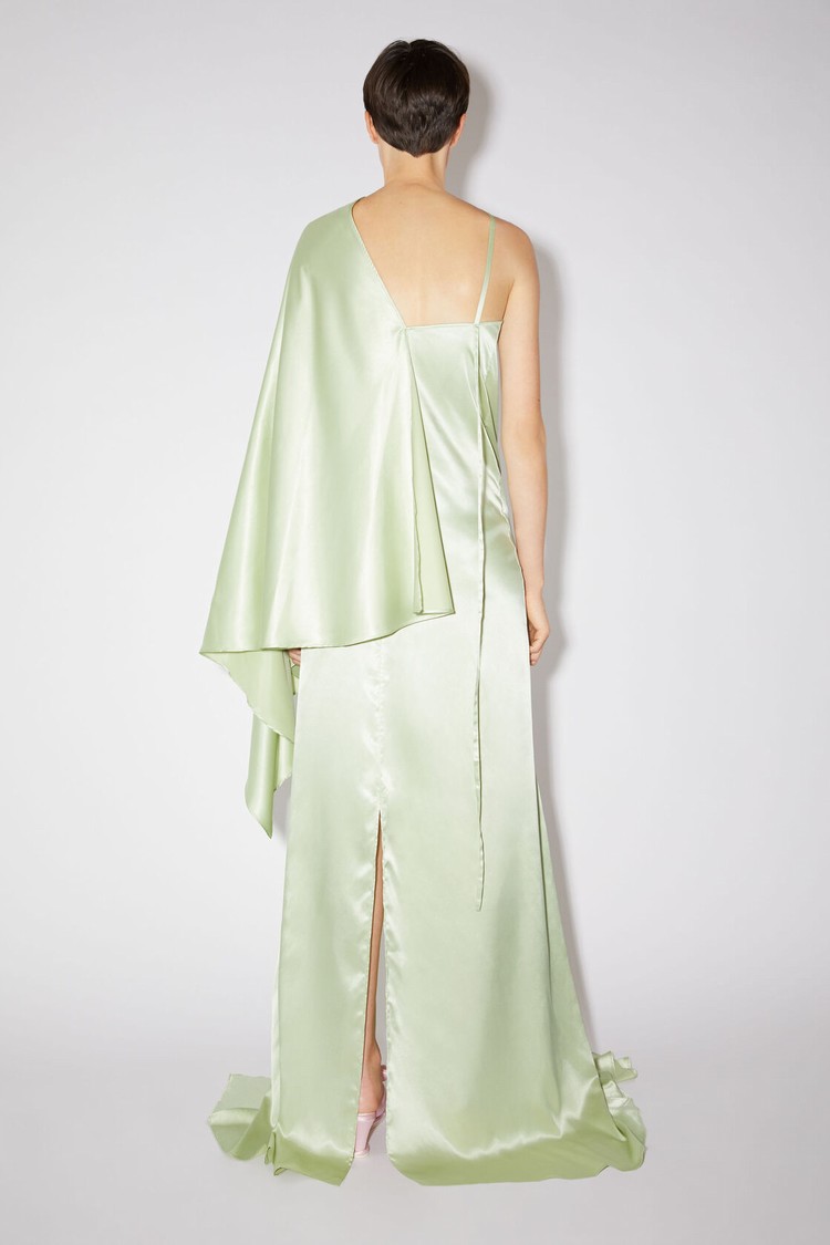 Mint / Green Acne Studios Asymmetric Satin Women's Dress | FOMZ-57104