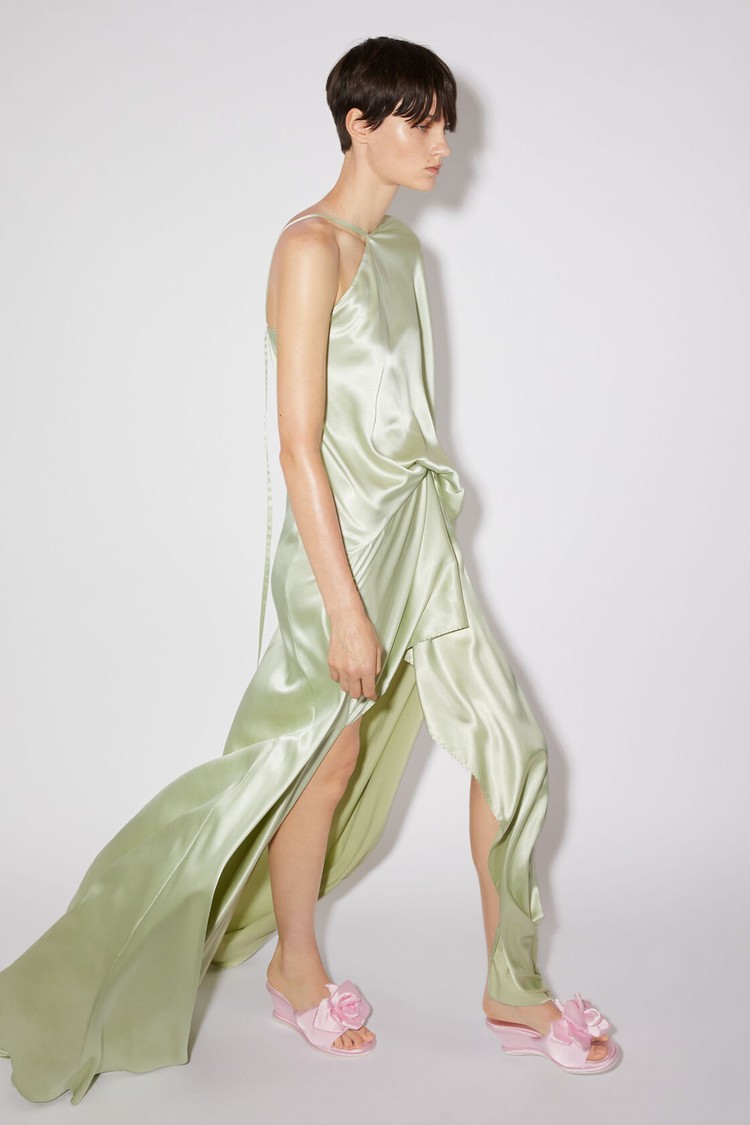 Mint / Green Acne Studios Asymmetric Satin Women's Dress | FOMZ-57104