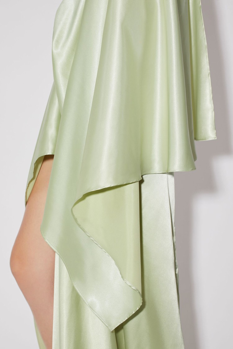 Mint / Green Acne Studios Asymmetric Satin Women's Dress | FOMZ-57104