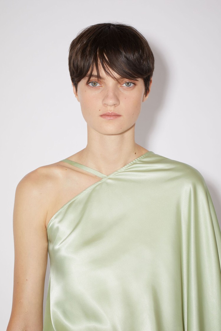 Mint / Green Acne Studios Asymmetric Satin Women's Dress | FOMZ-57104