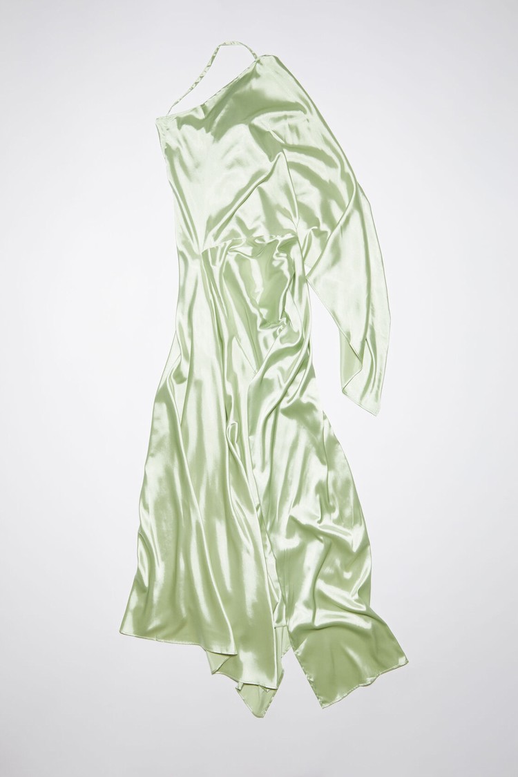 Mint / Green Acne Studios Asymmetric Satin Women's Dress | FOMZ-57104