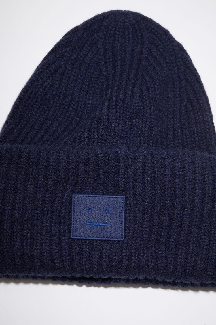 Navy Acne Studios Large Face Logo Beanie | RVIM-95426