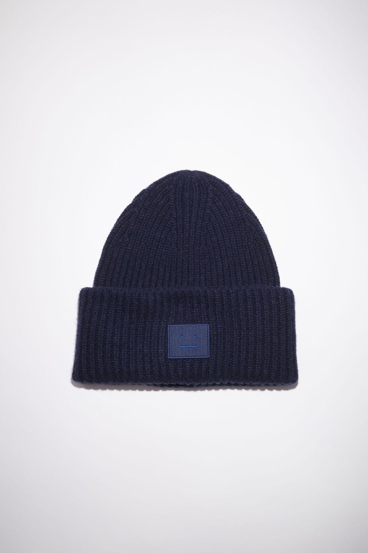 Navy Acne Studios Large Face Logo Beanie | RVIM-95426