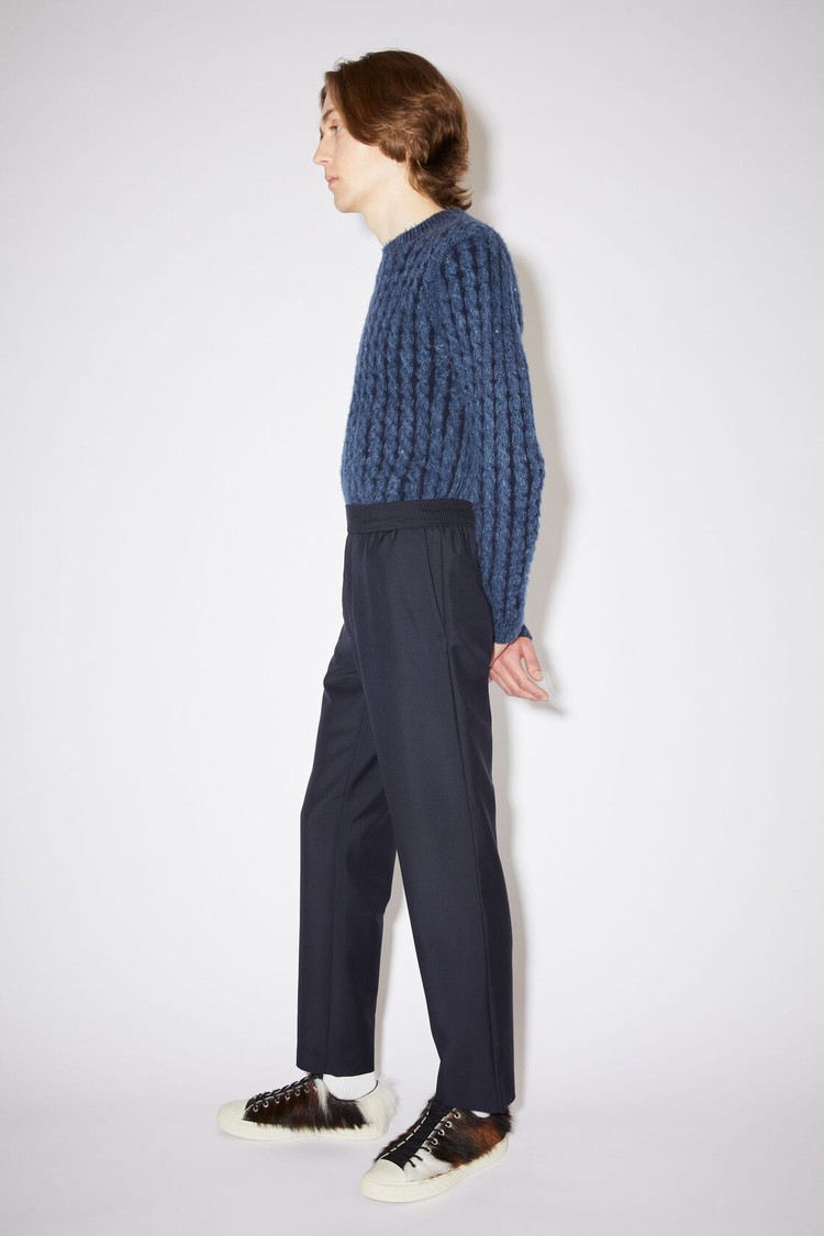 Navy Acne Studios Mohair-blend Men's Trousers | PCJY-92870