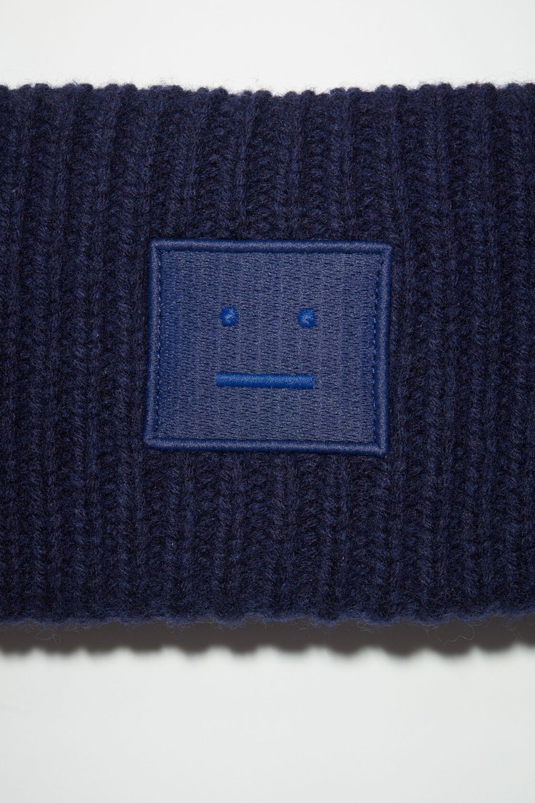 Navy Acne Studios Ribbed Knit Headband Beanie | ENAP-96302