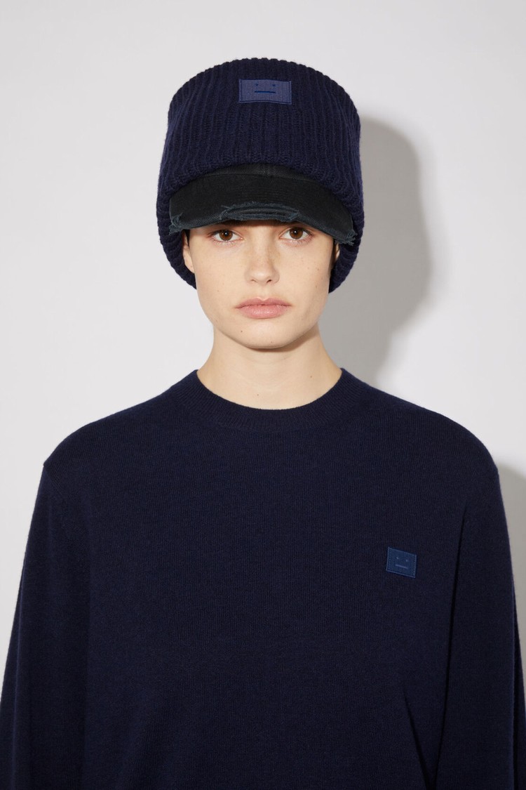 Navy Acne Studios Wool Crew Neck Women's Knitwear | XHAT-24139