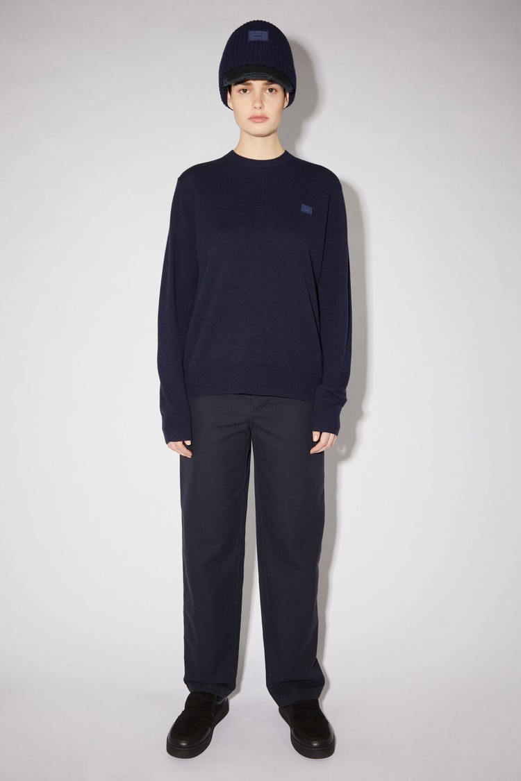 Navy Acne Studios Wool Crew Neck Women\'s Knitwear | XHAT-24139