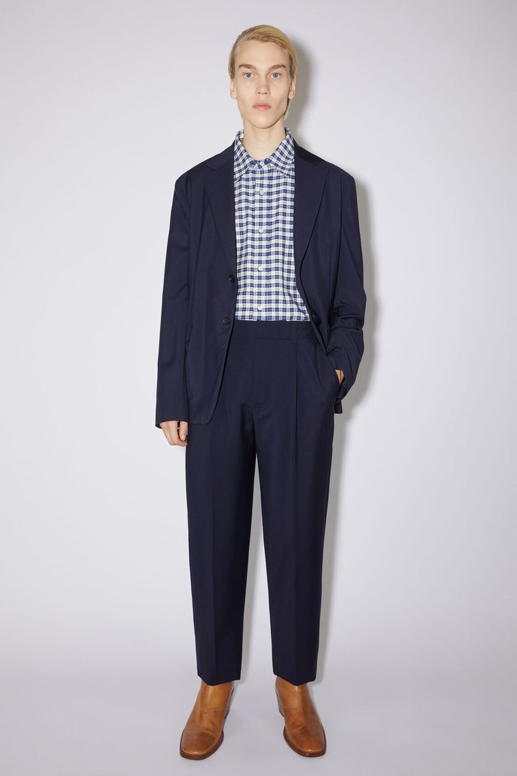 Navy Acne Studios Wool-blend Tailored Men\'s Trousers | TBJY-23967