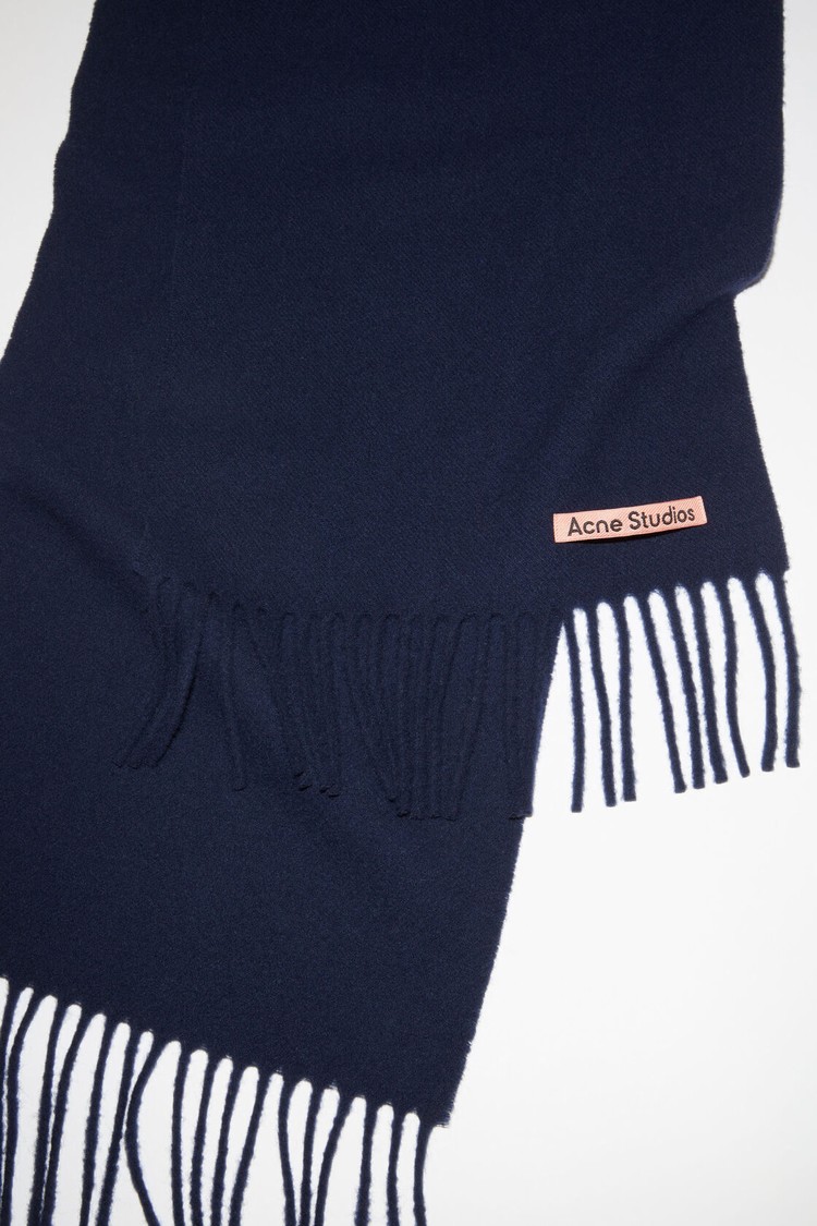 Navy / Blue Acne Studios Fringe Wool - Skinny Scarf | DMYN-93081