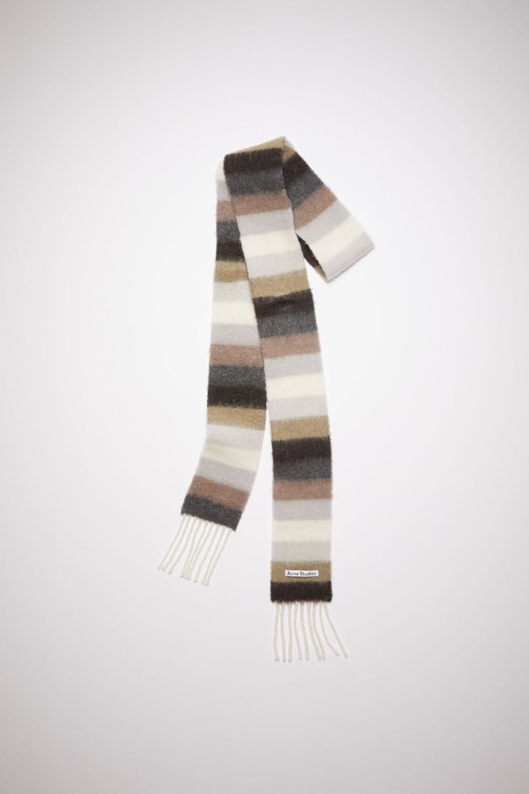 Olive / Green / Grey Acne Studios Stripe Alpaca Wool Scarf | EXQB-09317