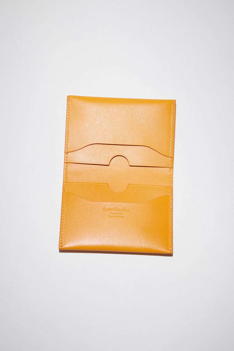 Orange Acne Studios Folded Leather Card Holder Card Case | OENT-59601