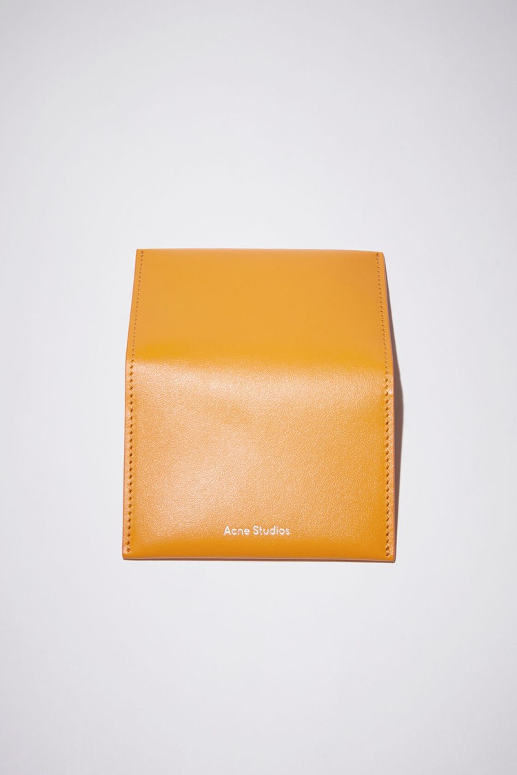 Orange Acne Studios Folded Leather Card Holder Card Case | OENT-59601