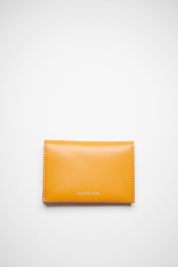 Orange Acne Studios Folded Leather Card Holder Card Case | OENT-59601