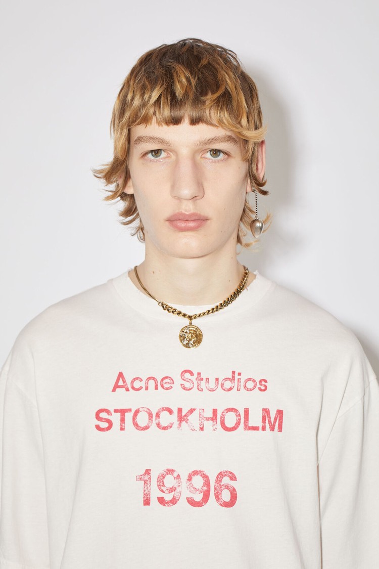 Orange Acne Studios Logo Stamp Men's T Shirts | YRKB-03159