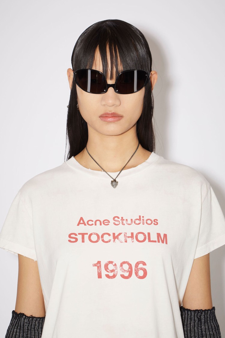 Orange Acne Studios Logo Stamp Women's T Shirts | GVPF-19032