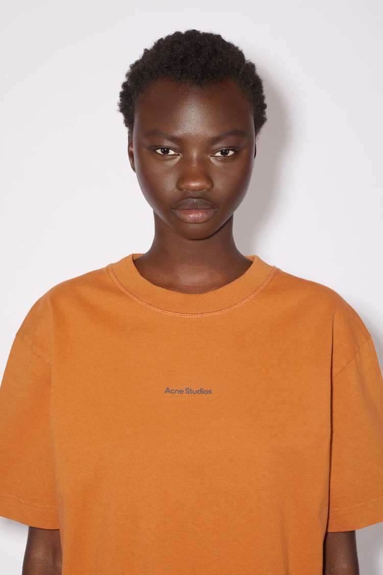 Orange Acne Studios Logo Women's T Shirts | YJUZ-19526