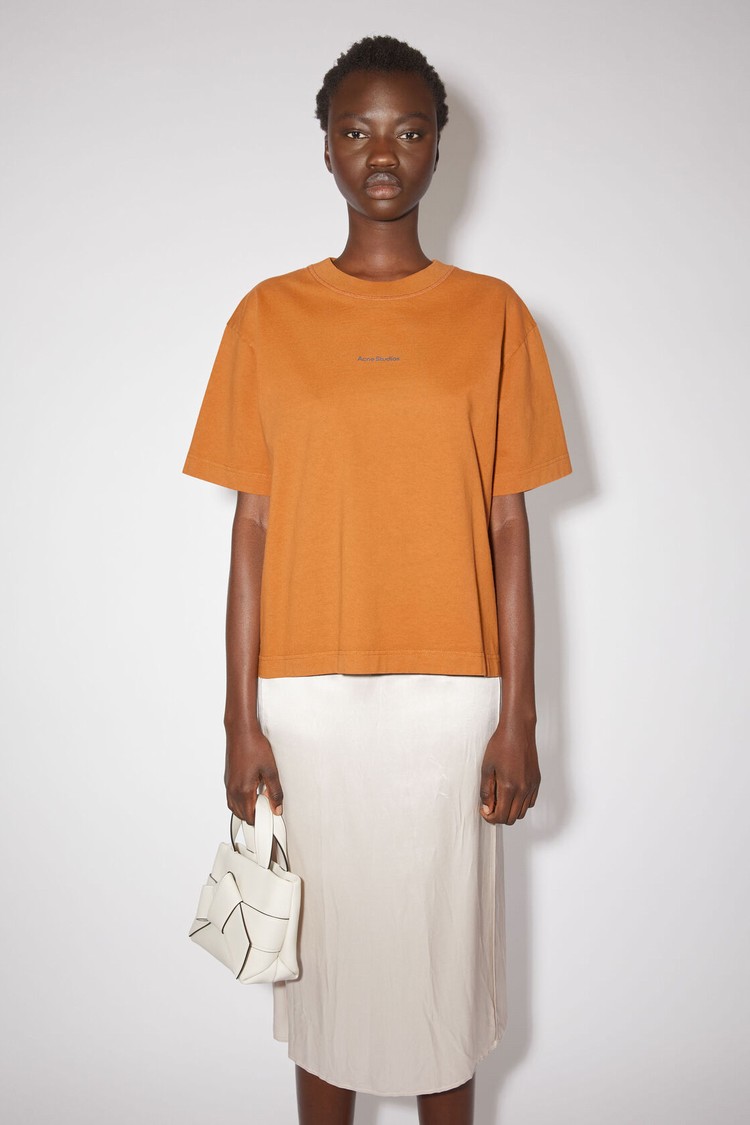 Orange Acne Studios Logo Women\'s T Shirts | YJUZ-19526