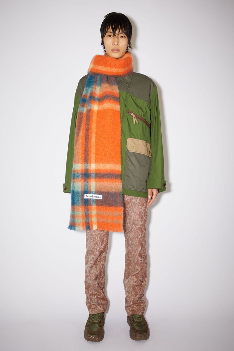 Orange / Blue Acne Studios Checked Scarf | FEAN-46187