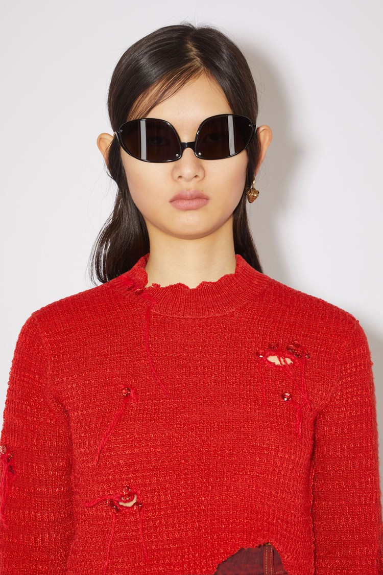 Orange / Red Acne Studios Deconstructed Crew Neck Jumper Women's Knitwear | TWCK-37946